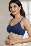 Zivame Double Layered Non Wired 3/4th Coverage Bra - Navy Peony — thumbnail 1